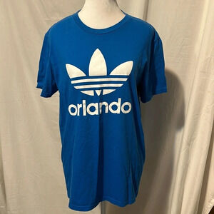 mens blue & white Adidas Orlando tshirt size medium